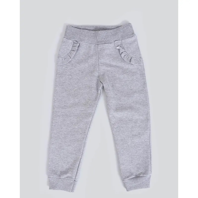 Calça Moletom Bebê Babado Cinza Claro 2