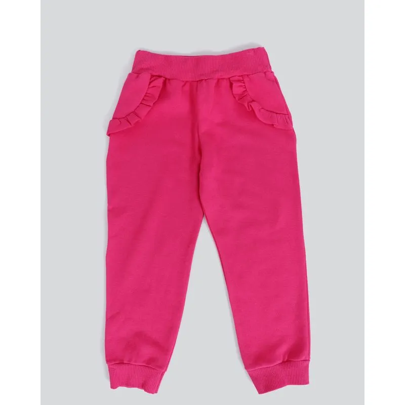 Calça Moletom Bebê Babado Rosa Médio 1
