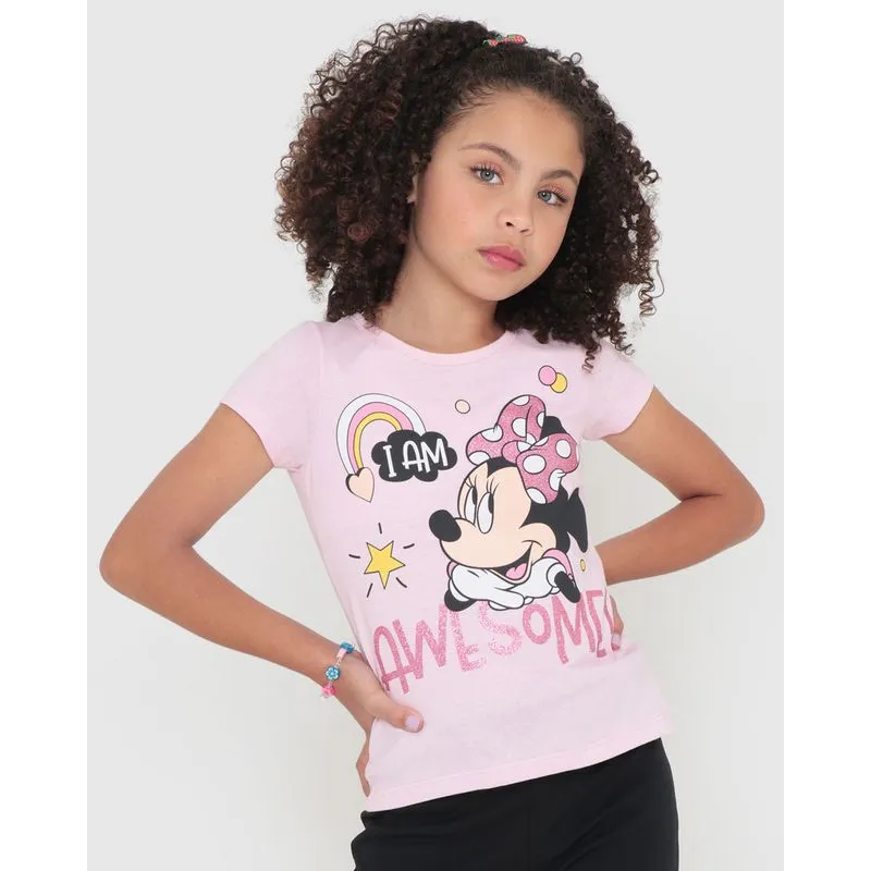 Blusa Infantil Estampa Minnie Disney Rosa Claro 10