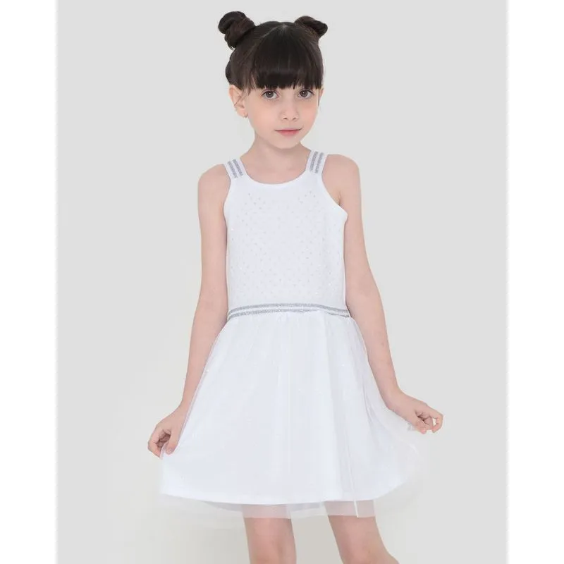 Vestido Infantil Tule Strass Branco 8