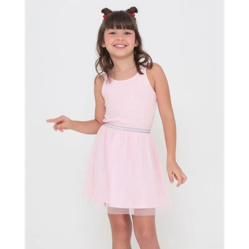 Vestido Infantil Tule Strass Rosa Claro 8