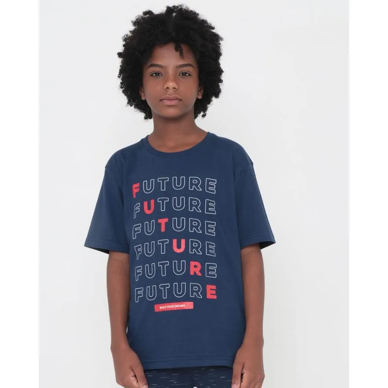 Camiseta Juvenil Estampa Future Azul Marinho 10
