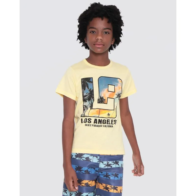 Camiseta Juvenil Estampa Tropical Amarelo 10