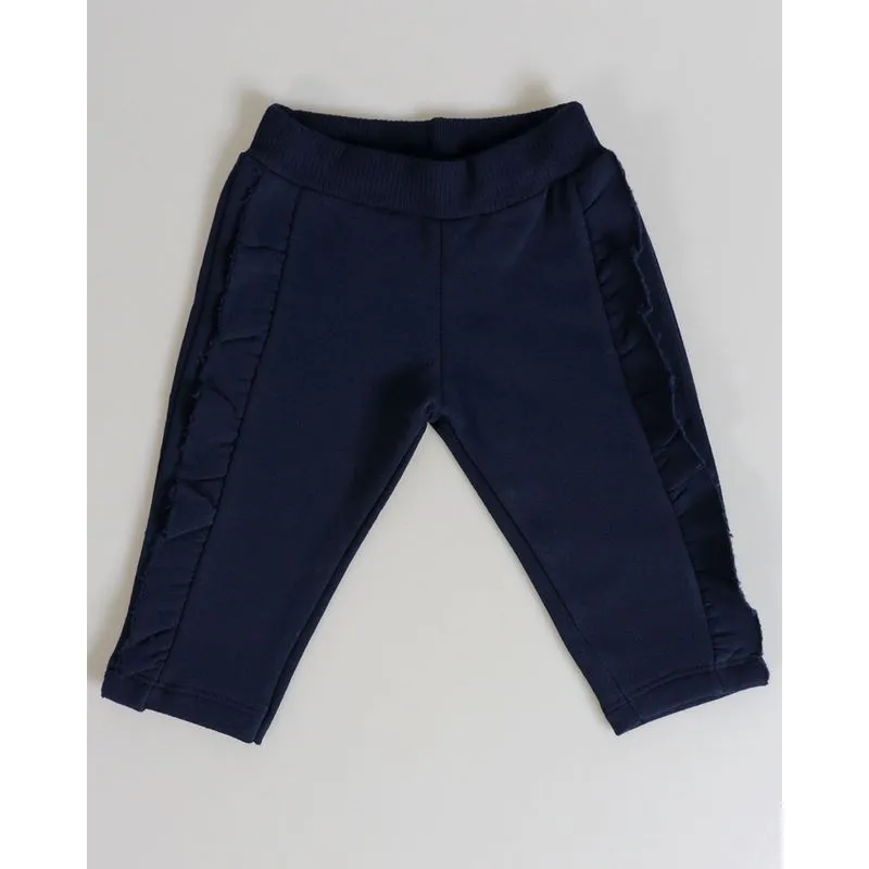 Calça Moletom Bebê Flanelada Babados Marinho M