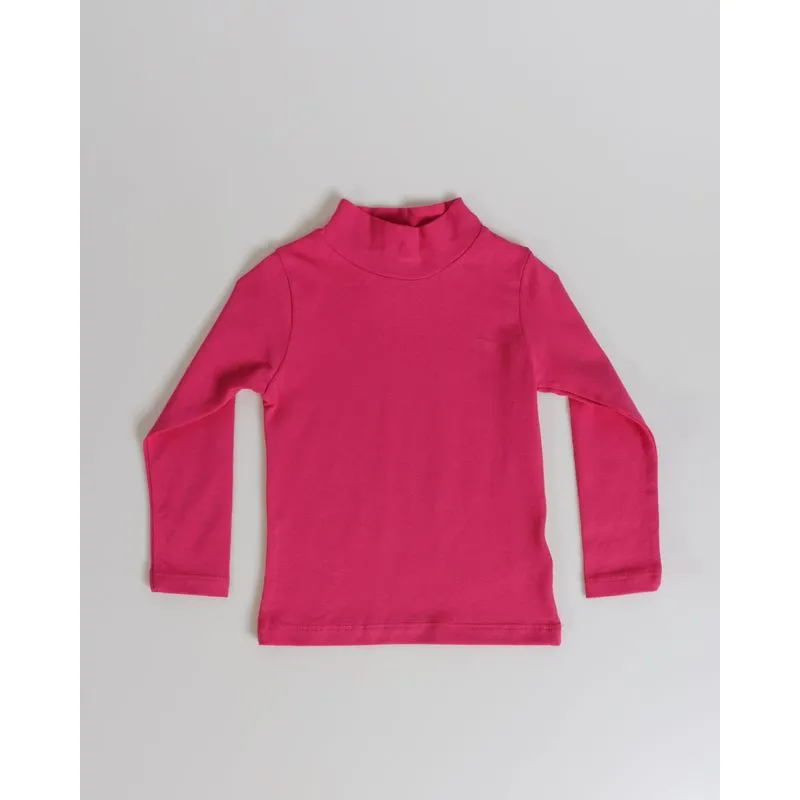 Blusa Bebê Manga Longa Gola Alta Lisa Rosa 1