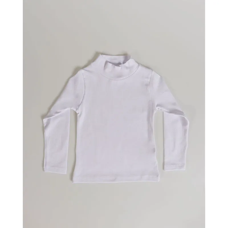 Blusa Bebê Manga Longa Gola Alta Lisa Branca 1