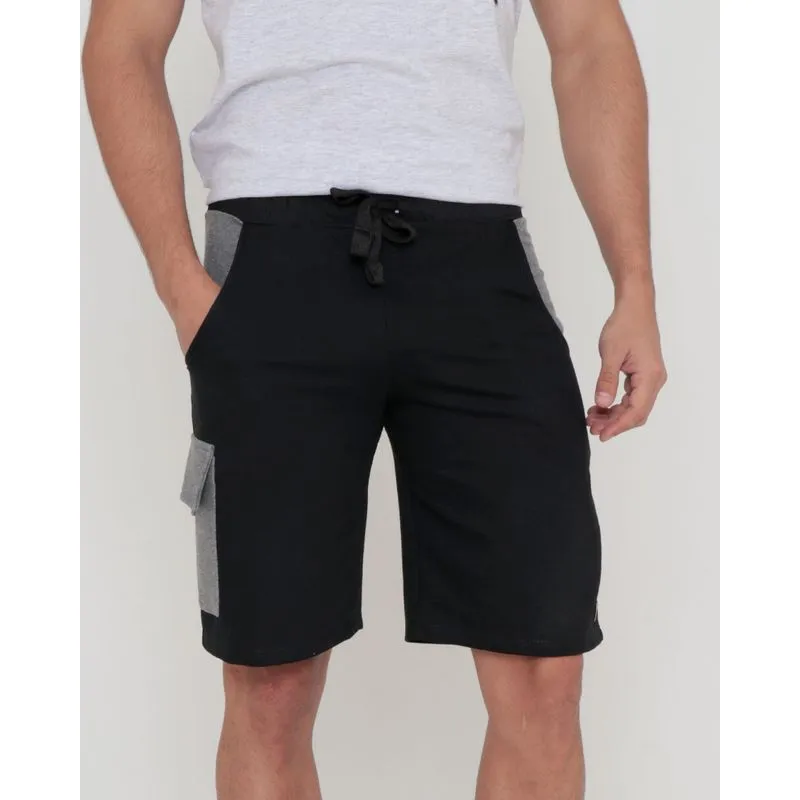 Bermuda Moletom Masculina Cargo Preta P