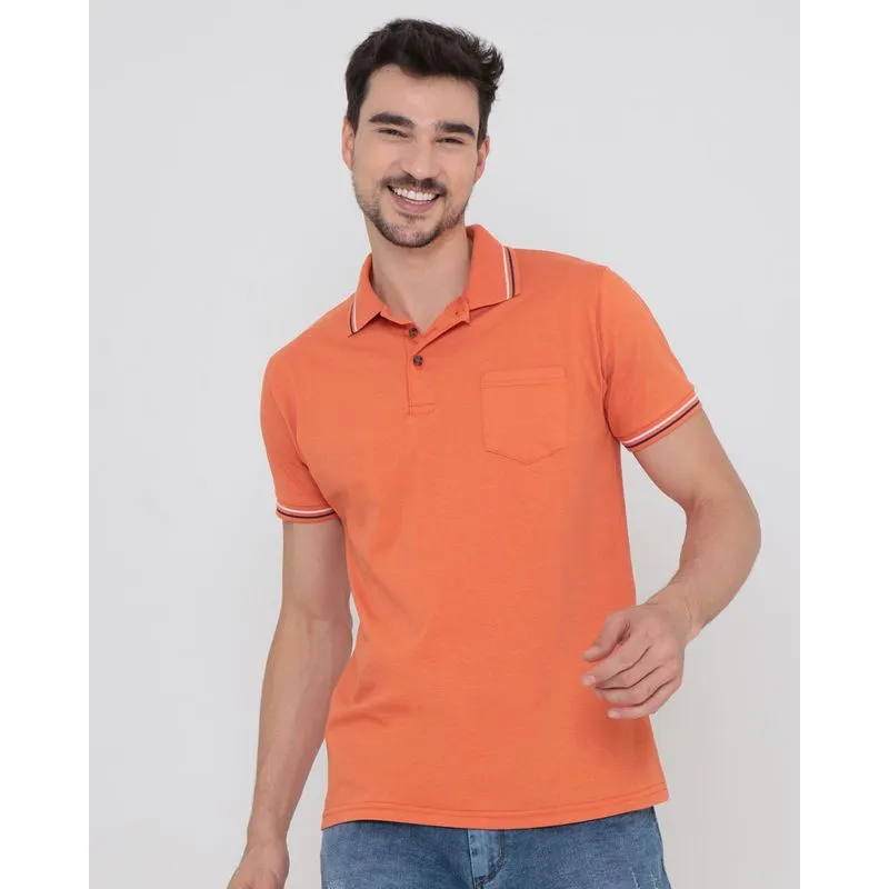 Polo Masculina Bolso Único Laranja M