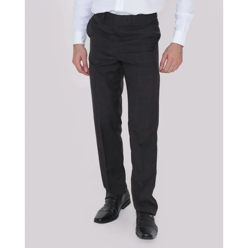 Calça Social Masculina Reta Xadrez Cinza 44