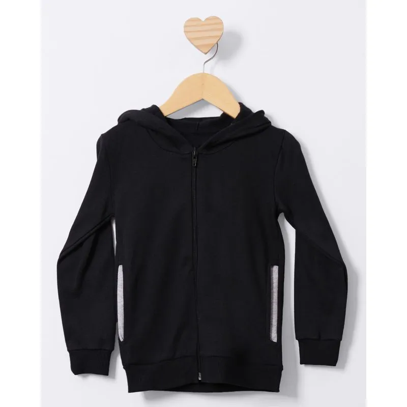 Jaqueta Moletom Bebê Com Capuz Preto 34122000206136UN