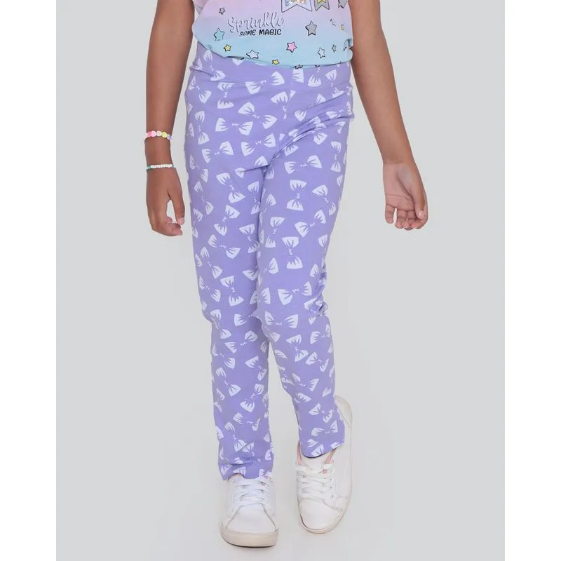 Calça Legging Juvenil Estampa Laços Roxo Claro 14