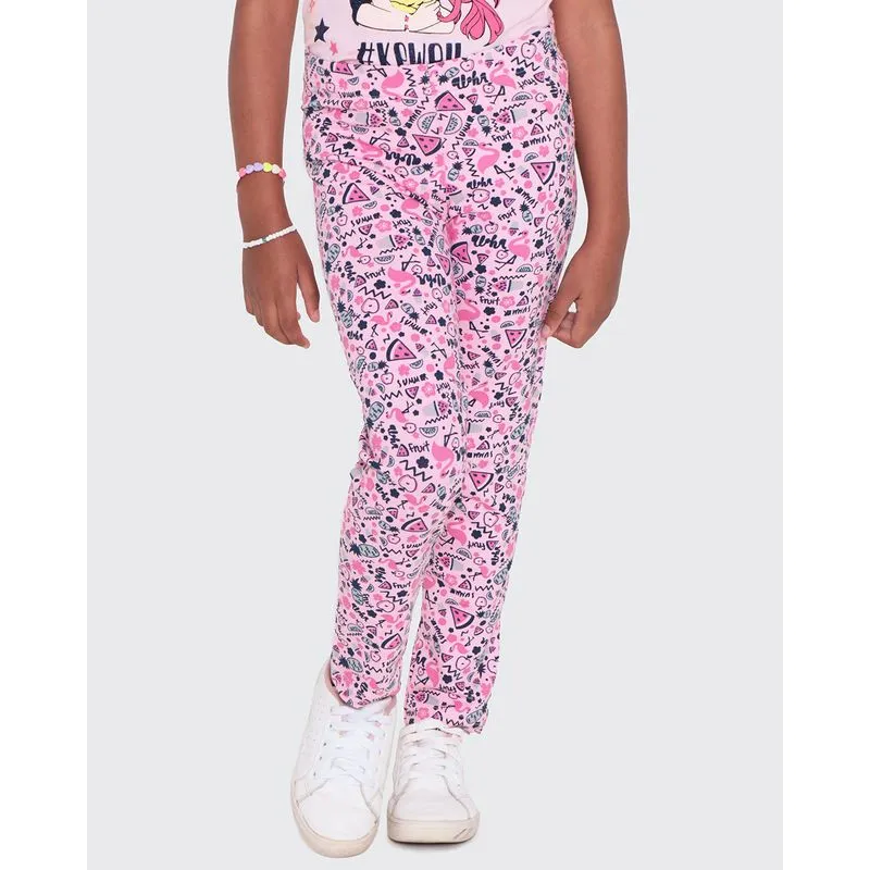 Calça Legging Juvenil Estampa Frutas Rosa Claro 5200018409714
