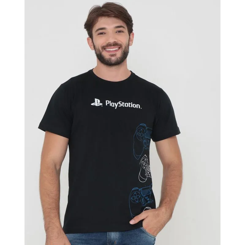 Camiseta Gangster Estampa PalyStation Preta P
