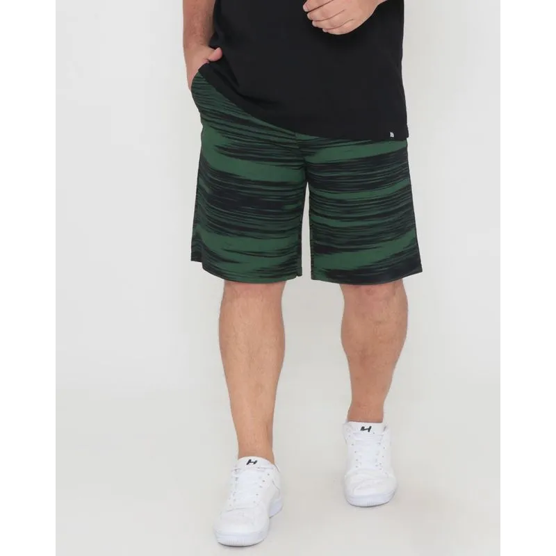 Bermuda Moletom Plus Size Listras Verde G1