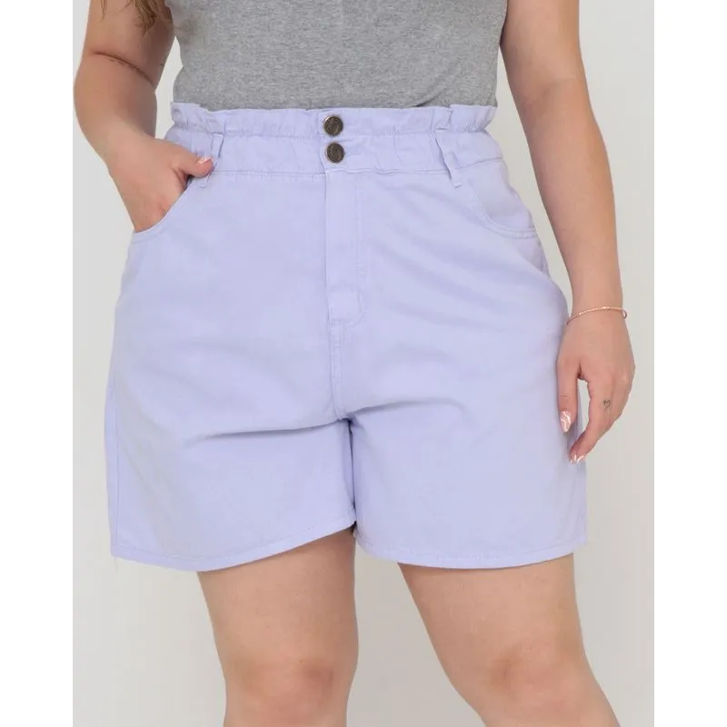 Short Sarja Feminino Plus Size Clochard Lilás 50
