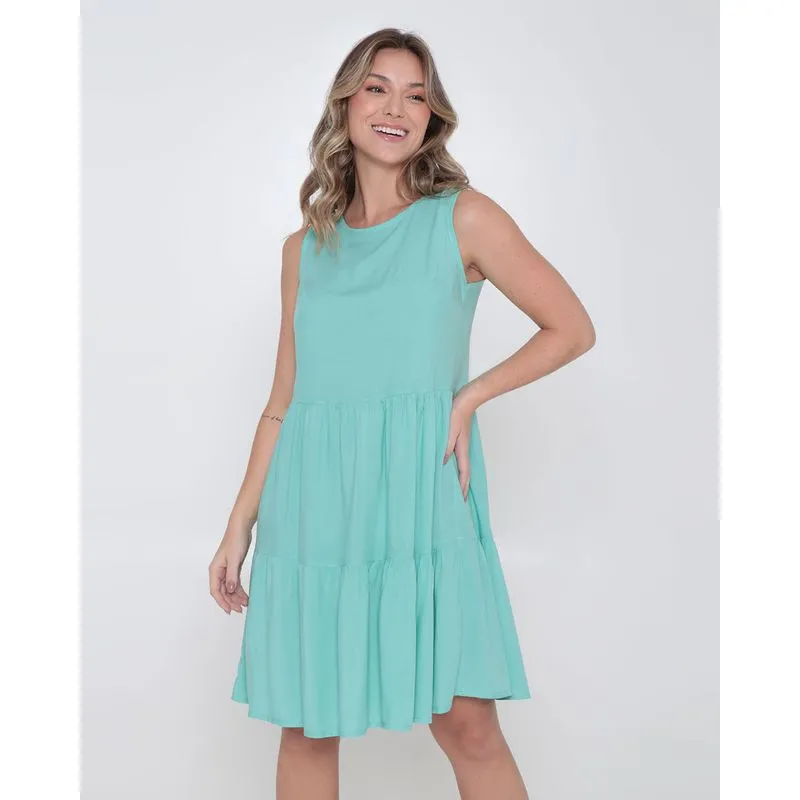 Vestido Viscose Regata Três Marias Verde Claro G