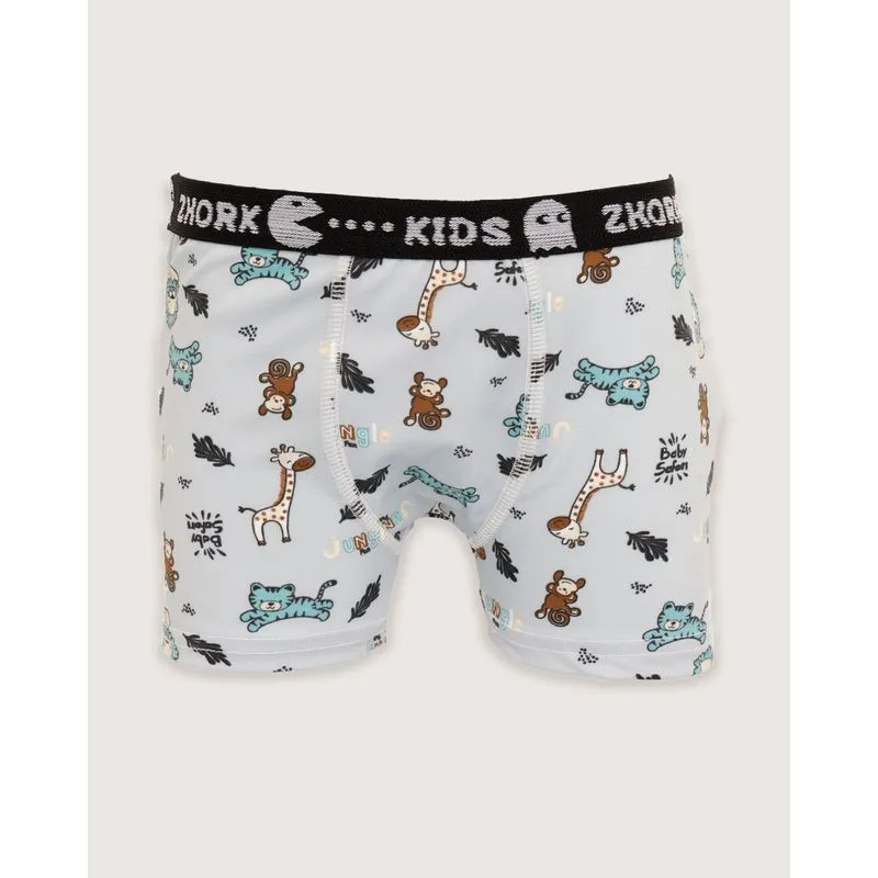 Cueca Infantil Boxer Estampa Bichinhos Azul 8
