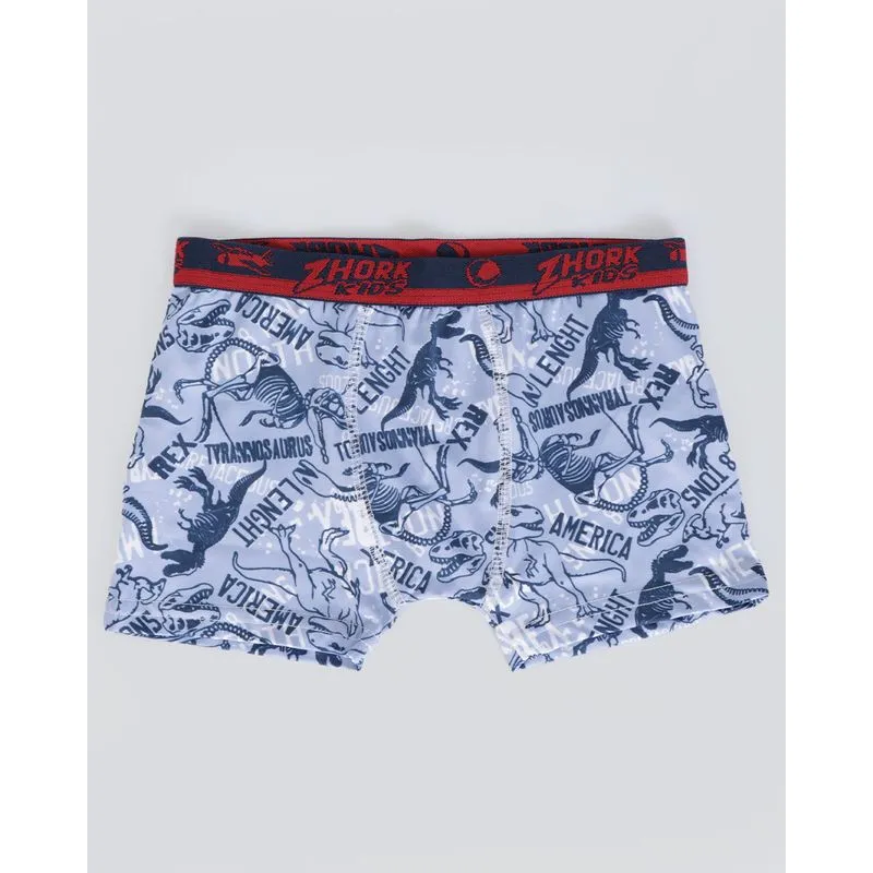 Cueca Infantil Boxer Estampa Dinossauro Azul 8