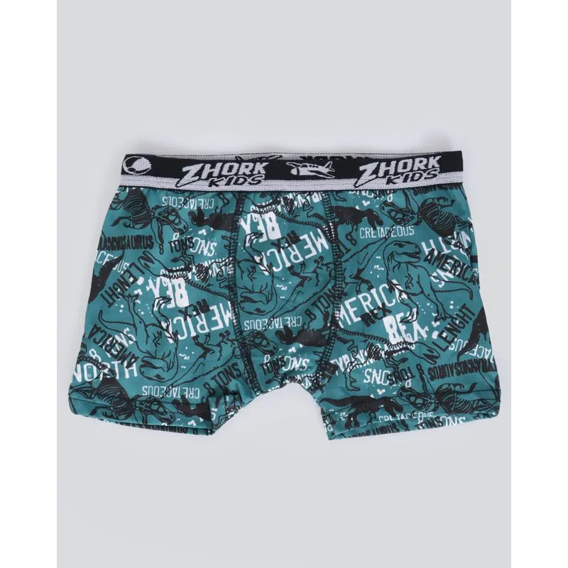 Cueca Infantil Boxer Estampa Dinossauro Verde 10