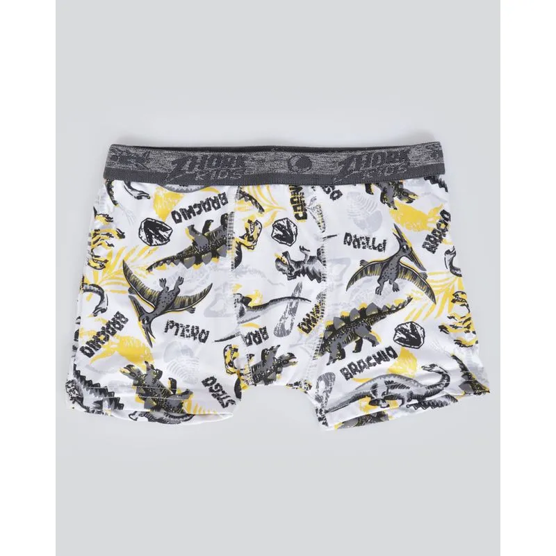Cueca Infantil Boxer Estampa Dinossauro Branca 6
