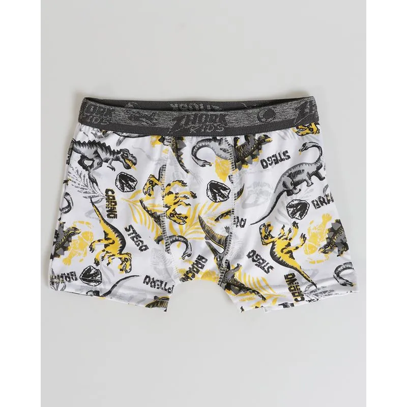 Cueca Infantil Boxer Estampa Dinossauro Branca 4