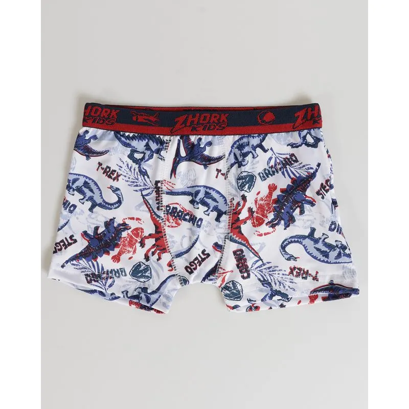 Cueca Infantil Boxer Estampa T - Rex Branca 4