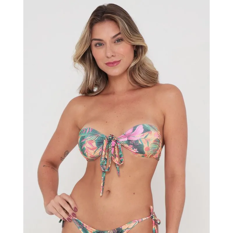 Biquíni Avulso Top Tomara Que Caia Bojo Estampado Laranja G