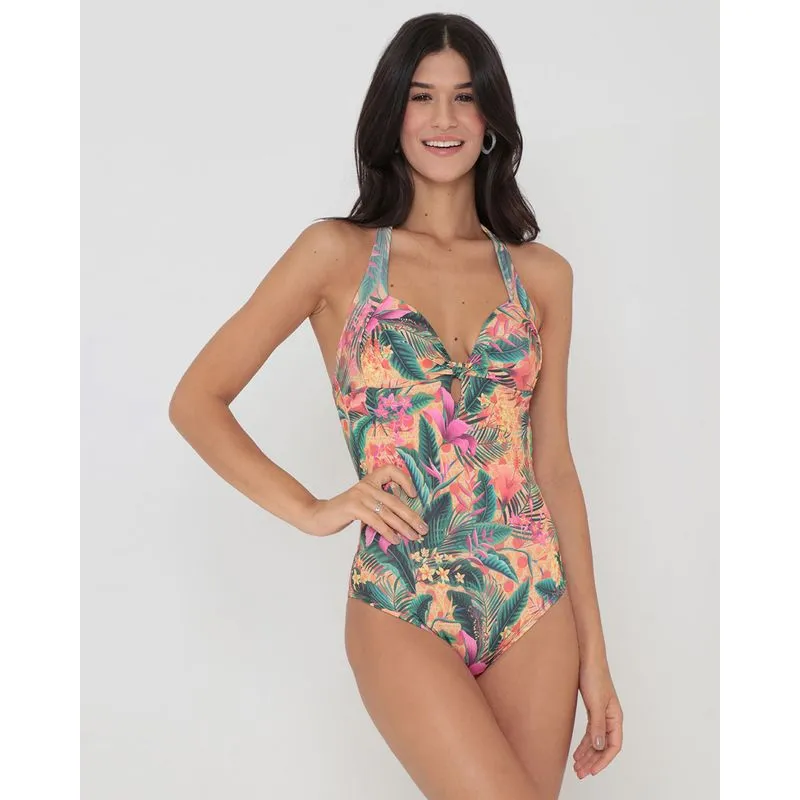 Maiô Bojo Costas Cavada Estampa Floral Laranja G