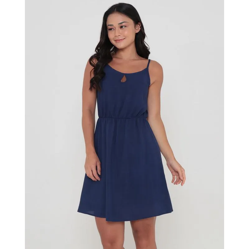 Vestido Alcinha Curto Liso Azul Marinho M