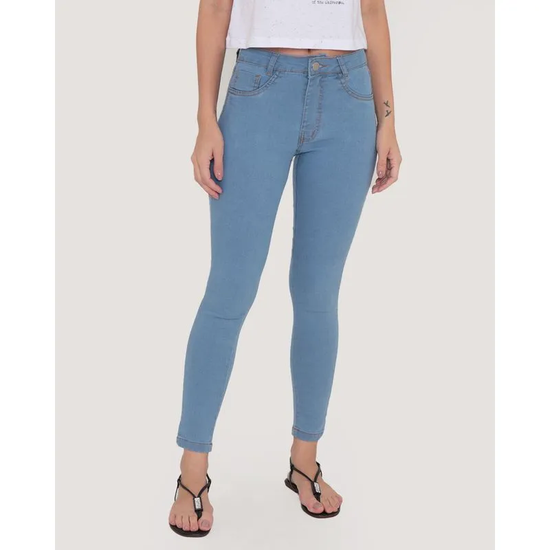 Calça Jeans Feminina Cigarrete Barra Desfiada Azul 38