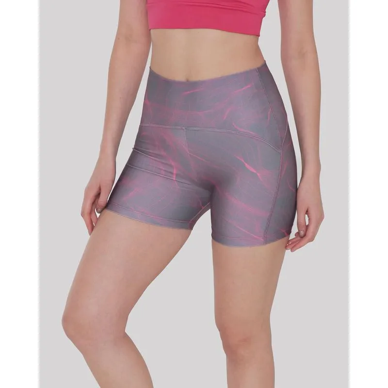 Short Feminino Fitness Ciclista Fitter Rosa Cinza GG