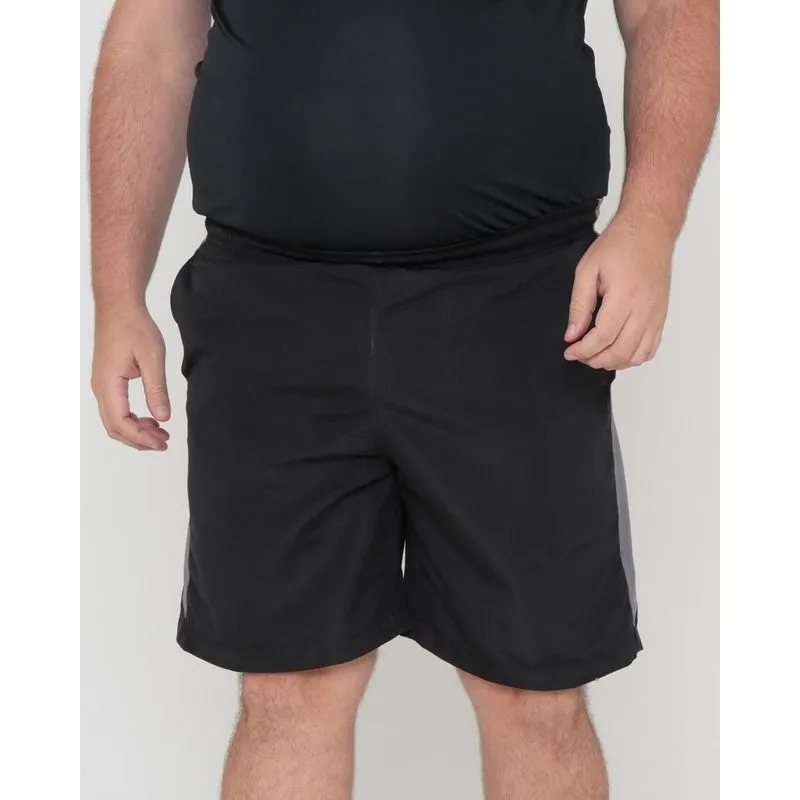 Bermuda Masculina Plus Size Esportiva Recorte Lateral Preta G1