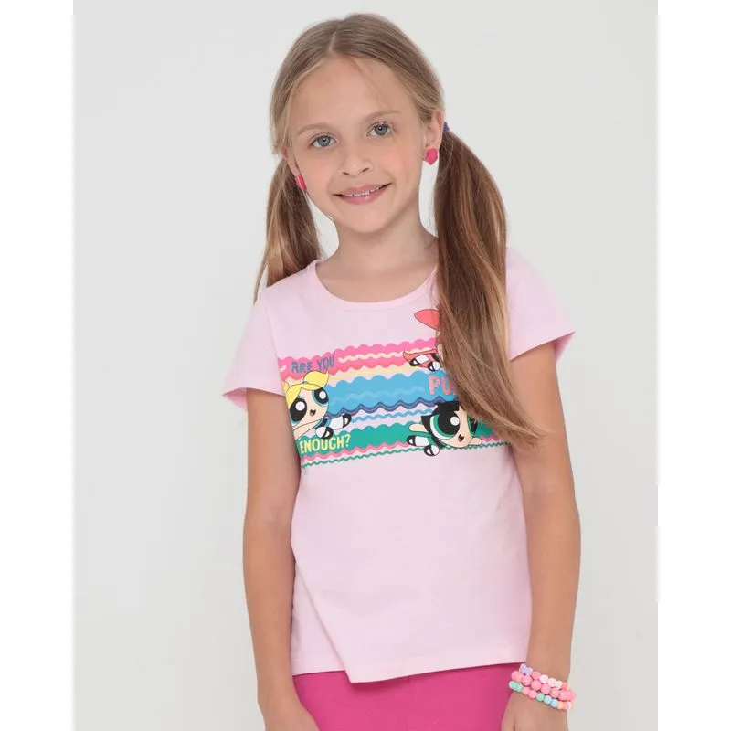 Blusa Infantil Estampa Meninas Super Poderosas Rosa Claro 4