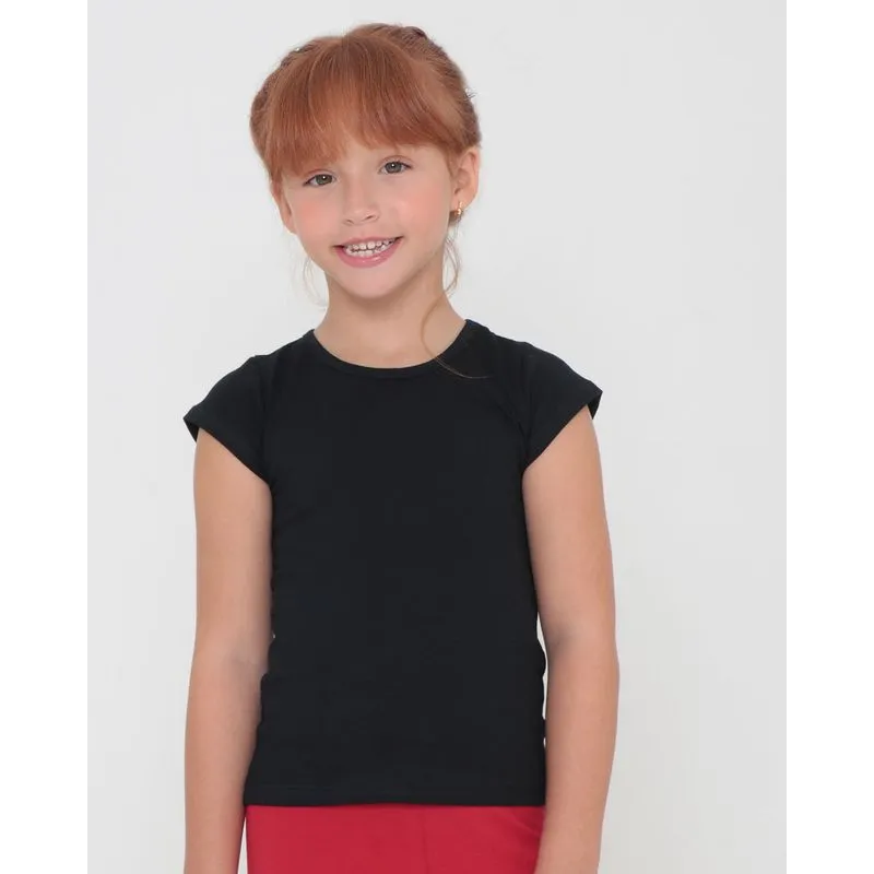 Blusa Infantil Básica Manga Curta Preta 6