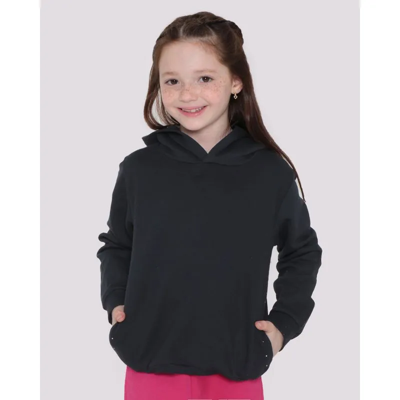 Blusão Moletom Infantil Básico Strass Preto 4