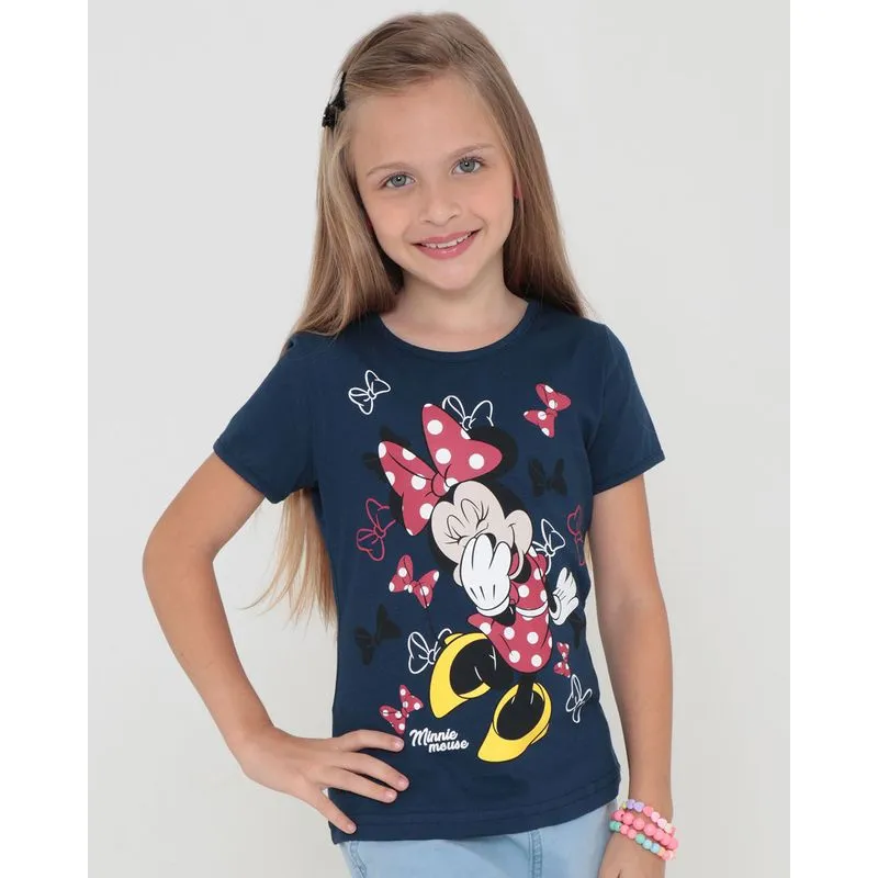Blusa Infantil Minnie Mouse Disney Azul Marinho 6
