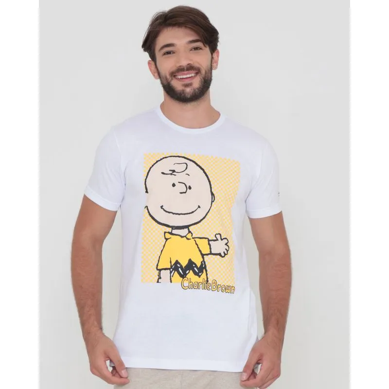 Camiseta Estampa Charlie Brown Gangster Branca M