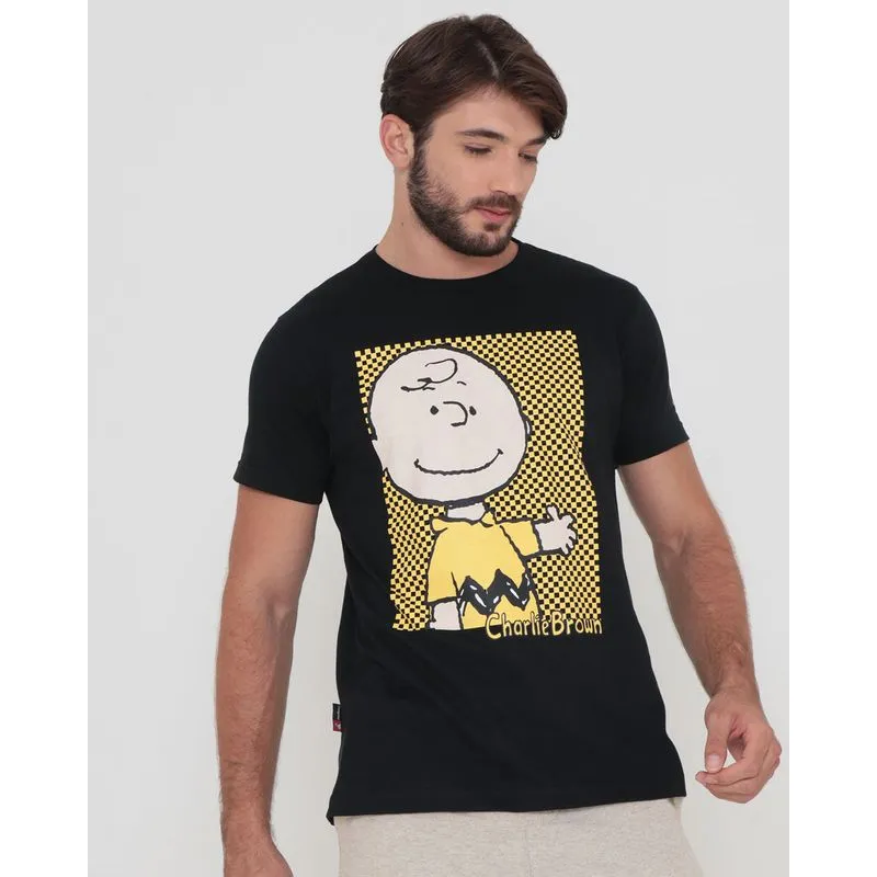 Camiseta Estampa Charlie Brown Gangster Preta M
