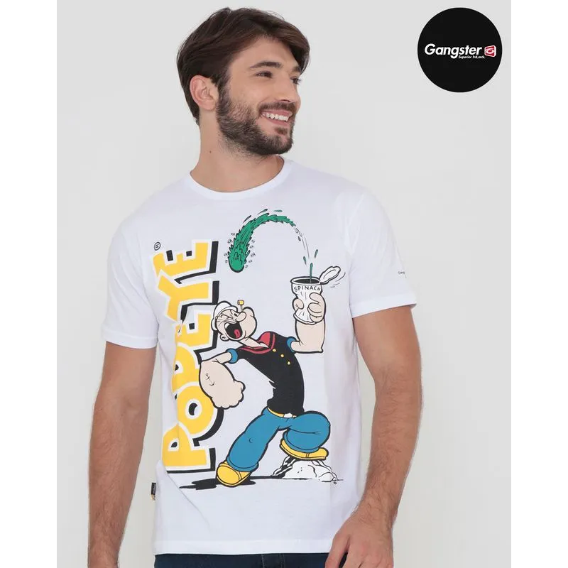 Camiseta Masculina Popeye Gangster Branca M