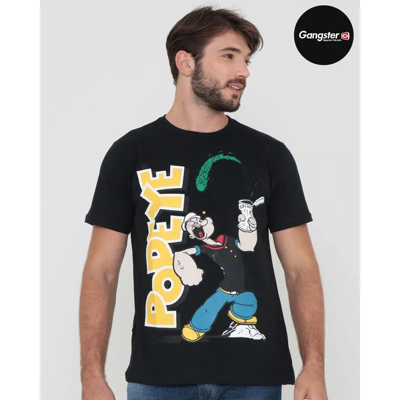 Camiseta Masculina Popeye Gangster Preta G