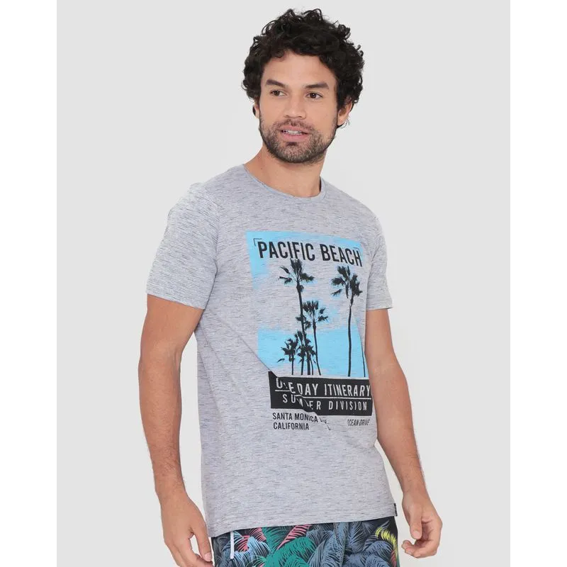Camiseta Flamê Estampa Pacific Beach Cinza G