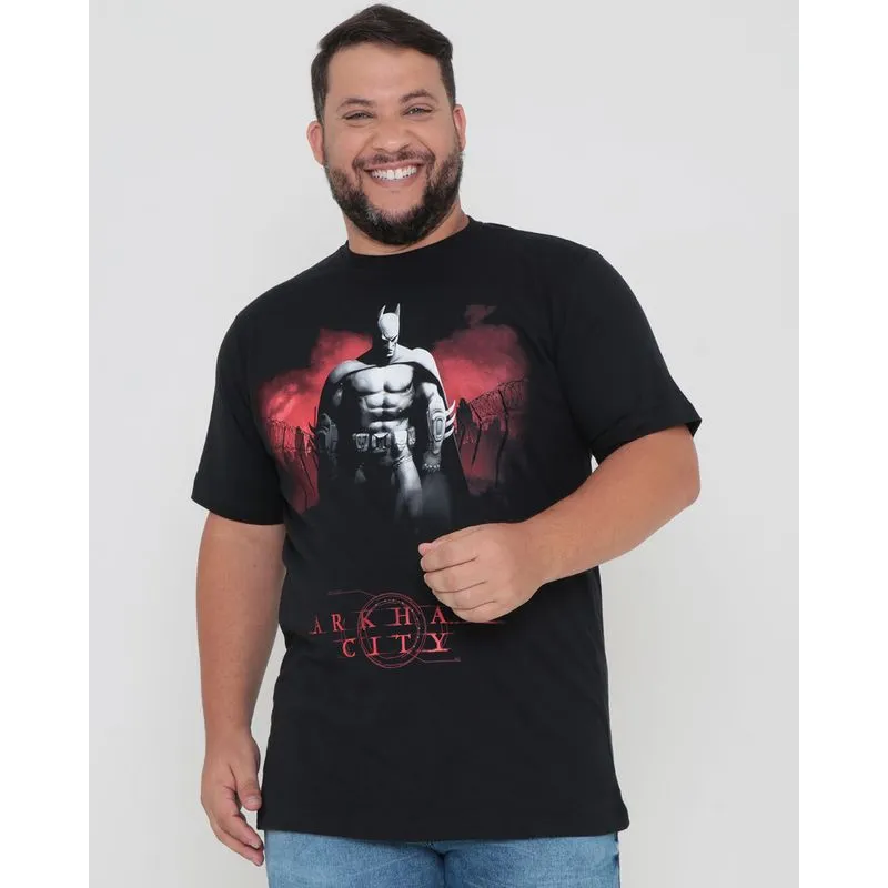 Camiseta Masculina Plus Size Batman Preta G2