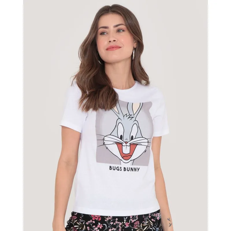 Blusa Estampa Pernalonga Looney Tunes Branca P