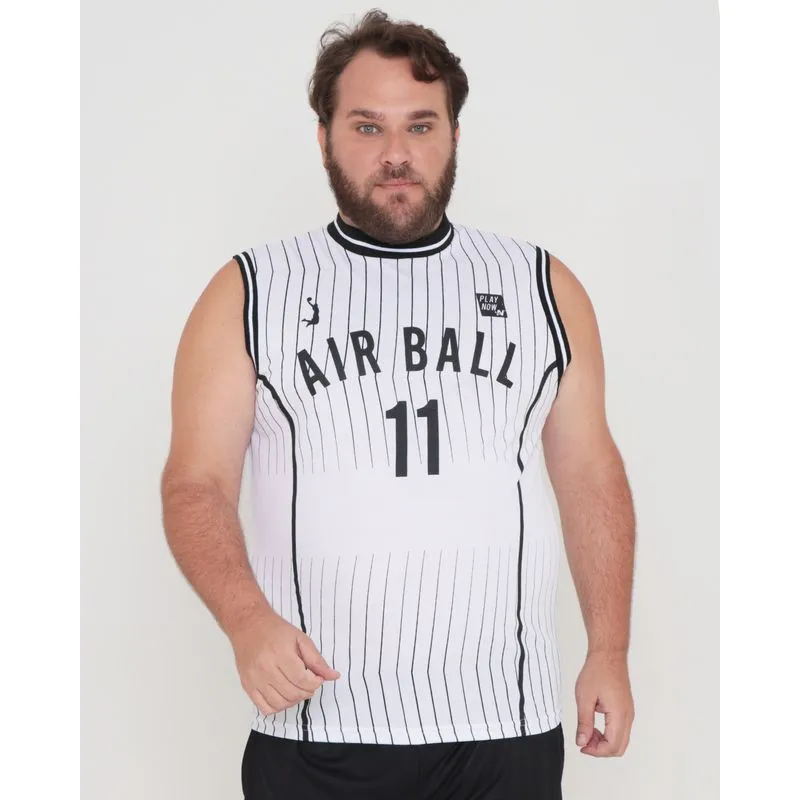 Regata Plus Size Machão Basquete Branca G1