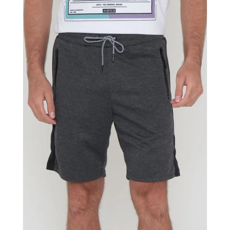 Bermuda Moletom Masculina Bolso Com Zíper Cinza Escuro M