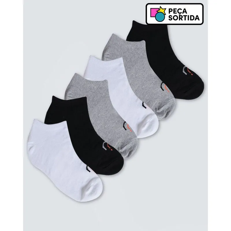 Kit 3 Pares de Meia Masculina Invisível Cores Sortidas 39 A 43