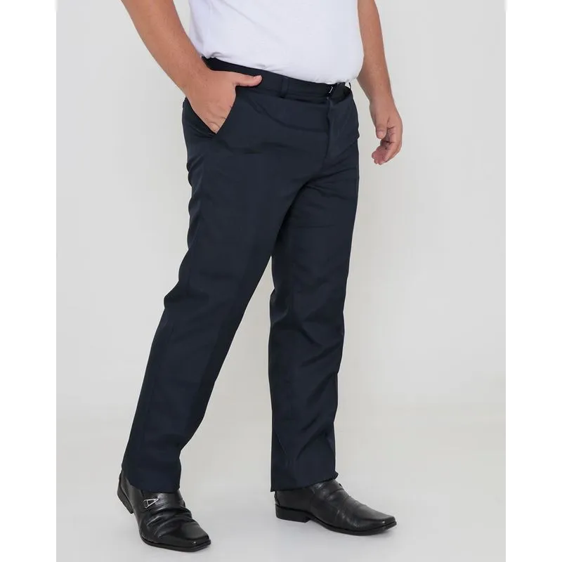 Calça Social Masculina Plus Size Oxford Reta Azul Marinho 50