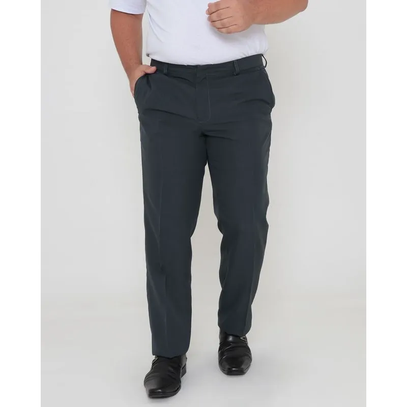 Calça Social Masculina Plus Size Oxford Reta Verde Escuro 50