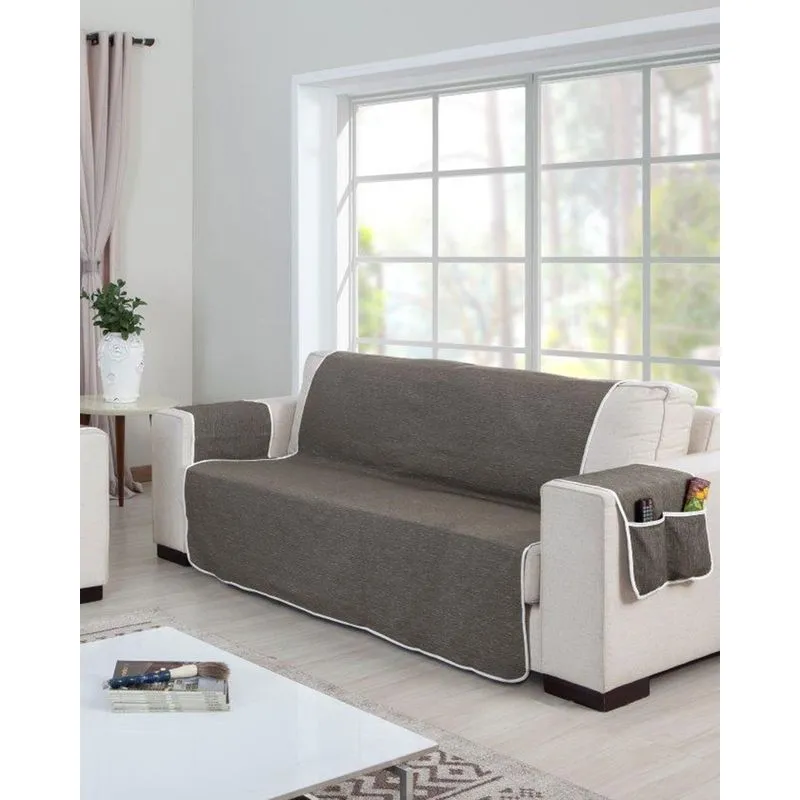 Kit Protetor Sofá 2 e 3 Lugares Chenille Cinza UN