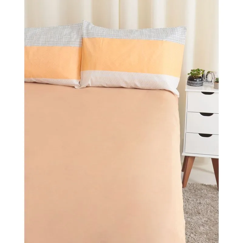 Jogo De Cama Casal 3 Peças Estampado Laranja UN